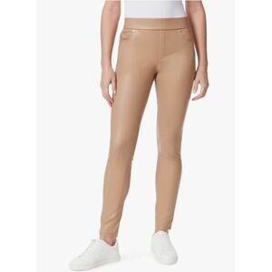 GLORIA VANDERBILT Avery Leggings sz 10 Tan Faux Leather Skinny Pull-On Pants NWT